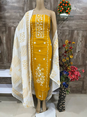 PUNRASAR TEXTILE Cotton Blend Floral Print Salwar Suit Material