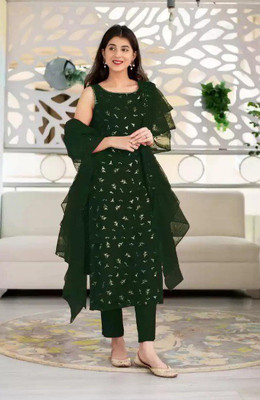 JILANI TRADERS Georgette Embroidered Salwar Suit Material