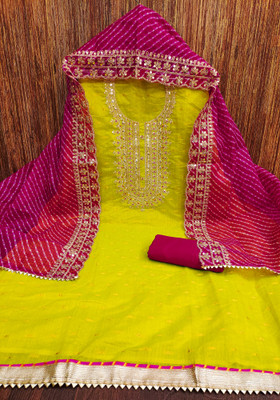 HLSILK Chanderi Embellished Salwar Suit Material