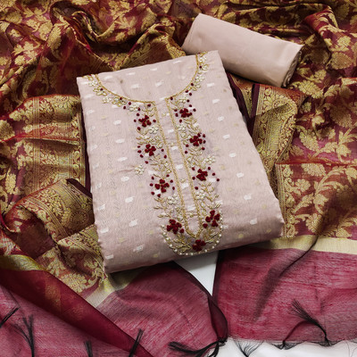 manvaa Jacquard Embroidered Salwar Suit Material