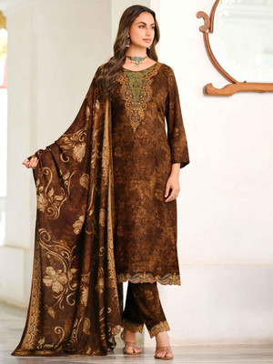 Stylee Lifestyle Wool Embroidered Salwar Suit Material