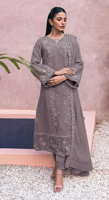 Shoponbit Georgette Embroidered Salwar Suit Material