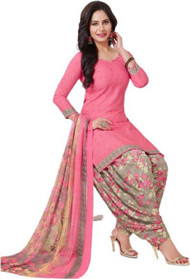S Creation Crepe Floral Print Salwar Suit Material