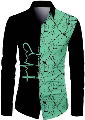 KAPURIYA FAB Men Printed Casual Green, Black Shirt