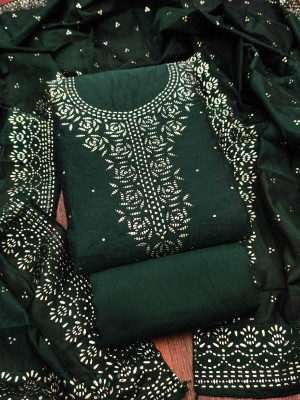 RUDRAA FAB Chanderi Embroidered Salwar Suit Material