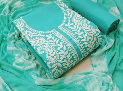 Vijaycreation Cotton Blend Embroidered Kurta & Churidar Material