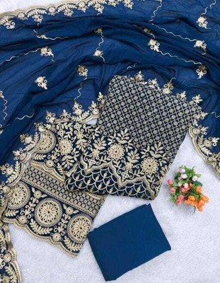 CLOTHLEMON Georgette Embroidered Salwar Suit Material