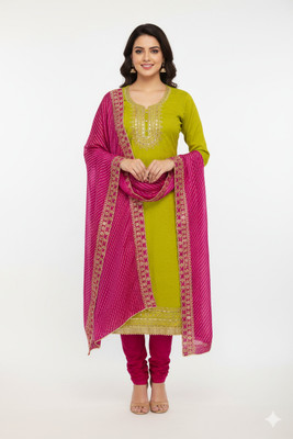 rang rani textiles Chanderi Embroidered Salwar Suit Material