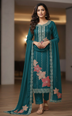 RIDDHI Cotton Silk Embroidered Salwar Suit Material