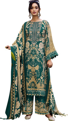 DRAVINAM Trends Wool Embroidered Salwar Suit Material