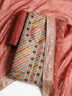 Meena Bazaar Art Silk Printed Salwar Suit Material