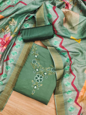 AALSHOP Pure Cotton Embroidered Salwar Suit Material
