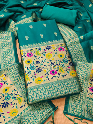 PandadiSaree Cotton Silk Embellished Salwar Suit Material