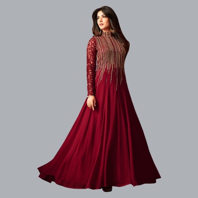 Pihu Fashion Georgette Embroidered Kurta & Palazzo Material