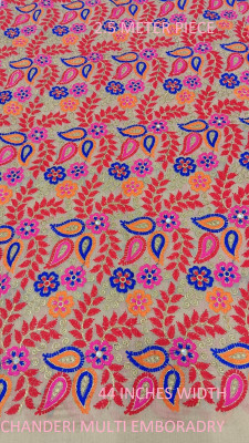SATKAAR FASHIONS Chanderi Embroidered Multipurpose Running Fabric