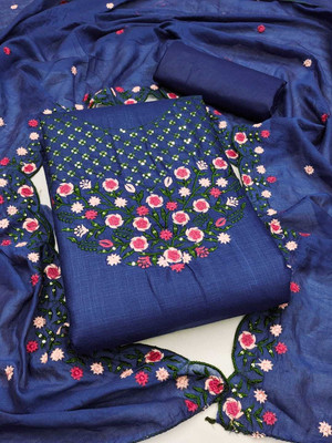 rang rani textiles Chanderi Embroidered Salwar Suit Material