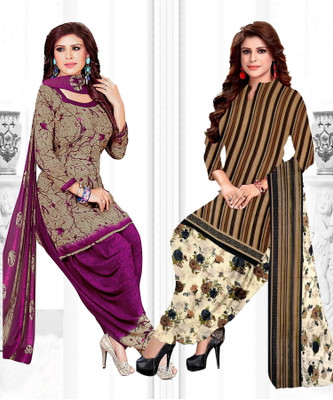 Nirvaan Crepe Solid, Printed, Geometric Print Salwar Suit Material