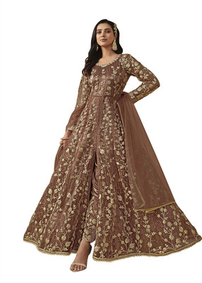 IYALAFAB Net/Lace Embroidered Salwar Suit Material