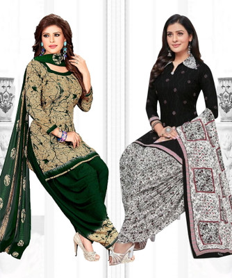 ANIRAV Crepe Solid, Printed, Geometric Print Salwar Suit Material