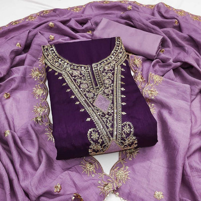 BlissFlair Cotton Blend Embroidered Kurta Fabric