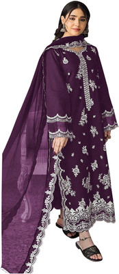 AVITAATEX Georgette Embroidered Salwar Suit Material