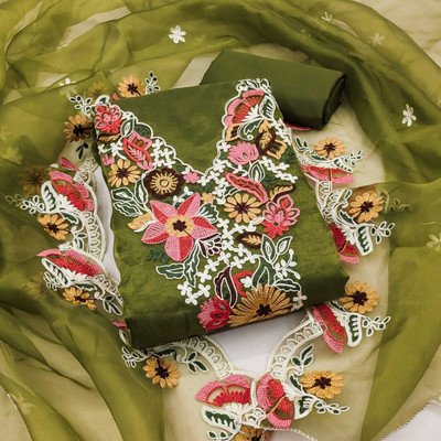 Vraj Textile Organza Self Design Salwar Suit Material