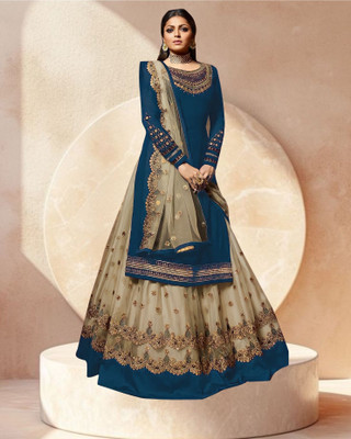 Dealbazaars Corporation Net/Lace Dyed, Embroidered, Embellished, Self Design Kurta & Sharara Fabric