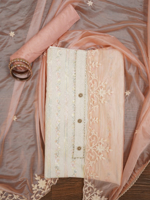 Jaipur Kurti Silk Blend Embroidered Salwar Suit Material