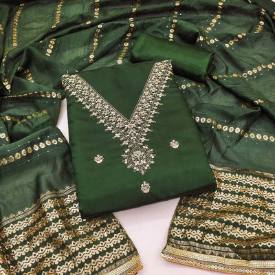 HOUSEEOFCOMMON Pure Silk Embroidered Salwar Suit Material