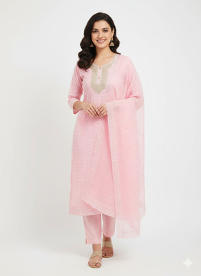 rajgharan nx Chanderi Embroidered Salwar Suit Material