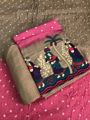 Drashti Creation Cotton Blend Embroidered Salwar Suit Material