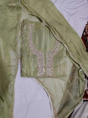 AmanVastra Pure Silk Embroidered Salwar Suit Material