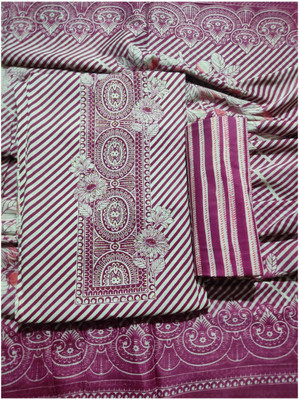 ANSH Cotton Blend Embellished, Floral Print Salwar Suit Material