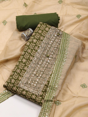 Meena Bazaar Art Silk Embroidered Salwar Suit Material