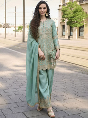Avtar Singh And Sons Silk Blend Embellished Salwar Suit Material