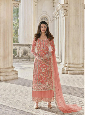 MEKRON Net/Lace Embroidered Kurta & Churidar Material