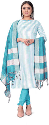 RUDRAA FAB Cotton Blend Striped Salwar Suit Material