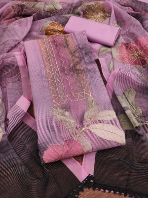 manvaa Organza Embellished Salwar Suit Material