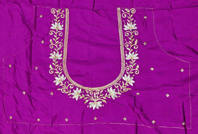 The White Rabbit Art Silk Embroidered Blouse Material