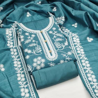 RUDRAA FAB Silk Blend Self Design Salwar Suit Material