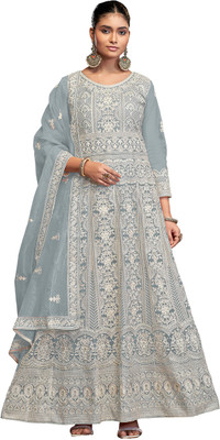 ICEQUBEFAB Georgette Embroidered Salwar Suit Material