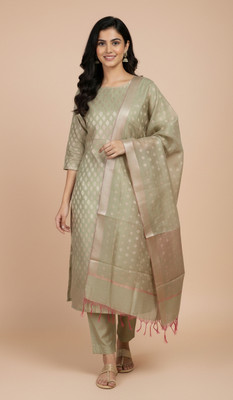 Pahnawa handloom silk Cotton Silk Self Design Salwar Suit Material