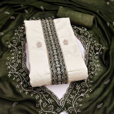 NF FAB Silk Blend Embroidered Salwar Suit Material