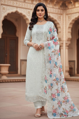 RIDDHI Georgette Embroidered Salwar Suit Material