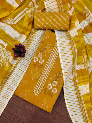 Shadow & Saining Cotton Blend Embroidered Salwar Suit Material