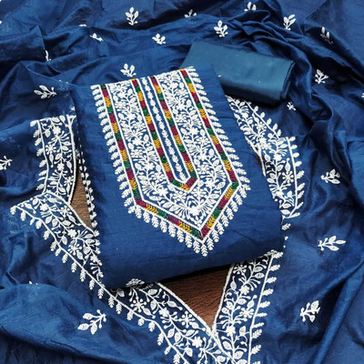 HOUSEEOFCOMMON Chanderi Embroidered Salwar Suit Material