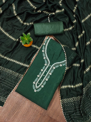 PANZORA Cotton Blend Embroidered Salwar Suit Material