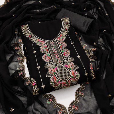 manvaa Georgette Embroidered Salwar Suit Material