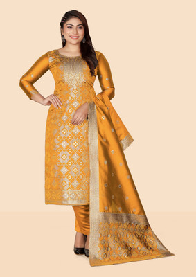 SAUMYA CREATIONS Art Silk Printed Kurta & Palazzo Material
