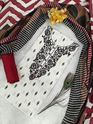 Zubeda Fashion Pure Cotton Embroidered, Printed Salwar Suit Material